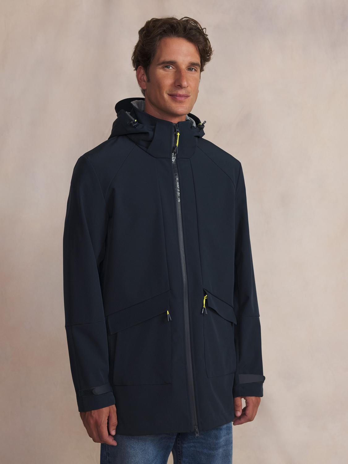 Manteau Long Homme Déperlant Marine HELNYLON