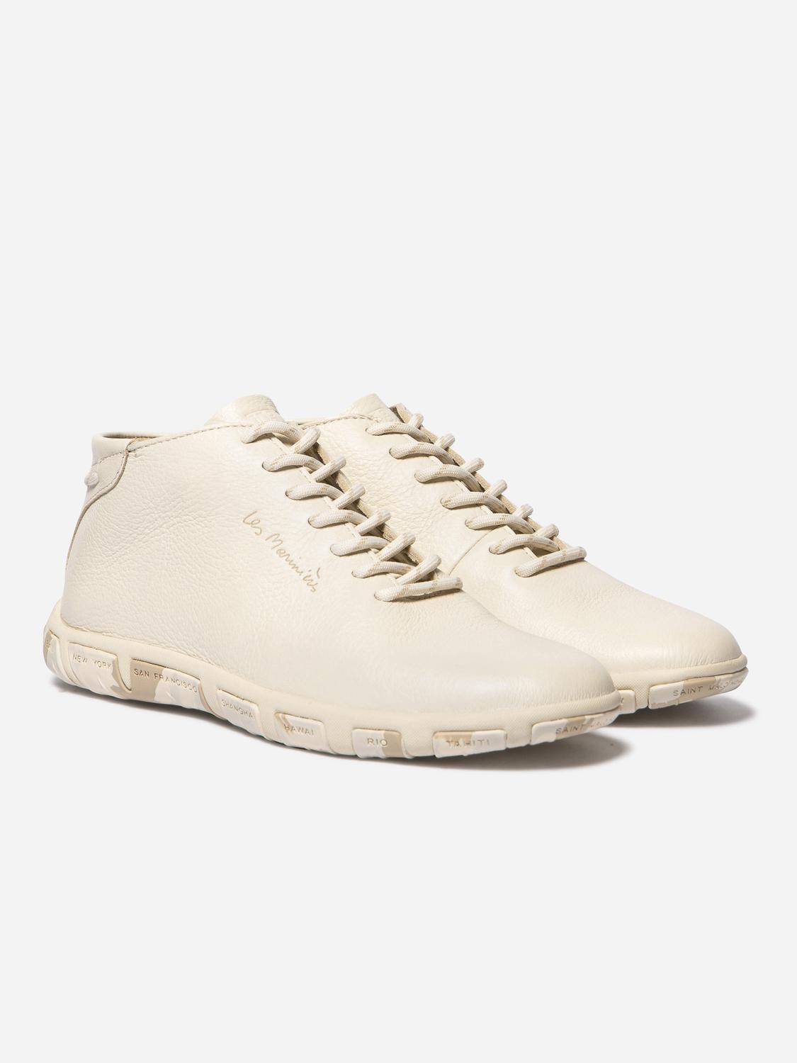 Tennis en cuir femme ecru camo JUHAYNA