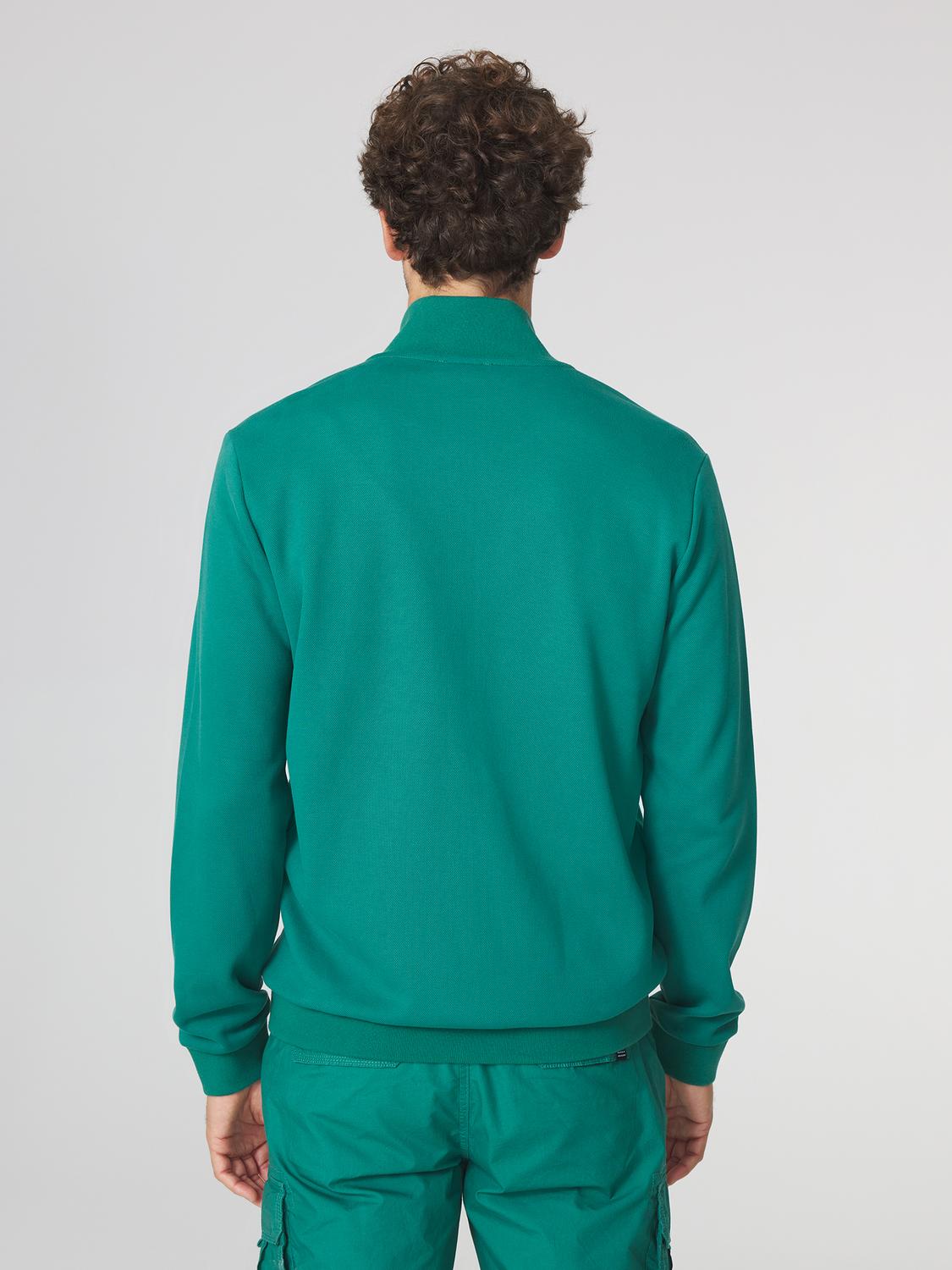 Sweat Zippé Homme Col Montant Vert LONNIGIL