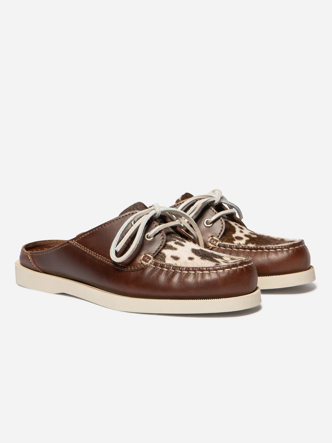 Mules femme acajou et vache PHELUME