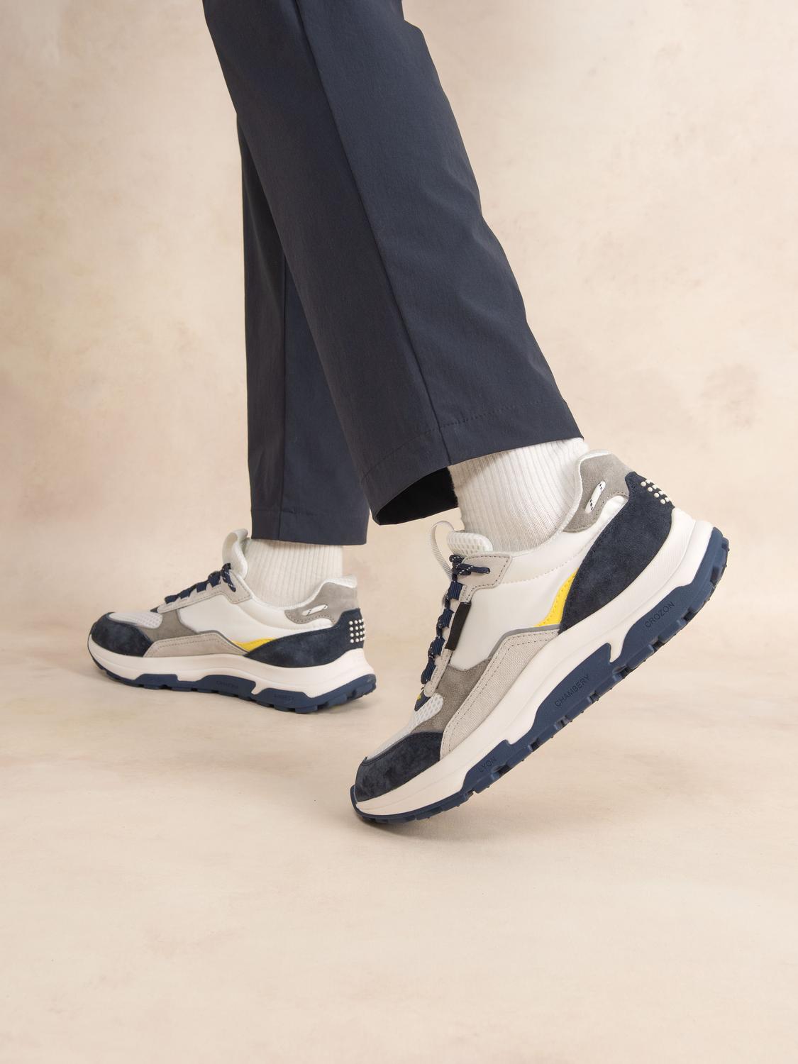 Running homme blanc navy jaune JONASSE