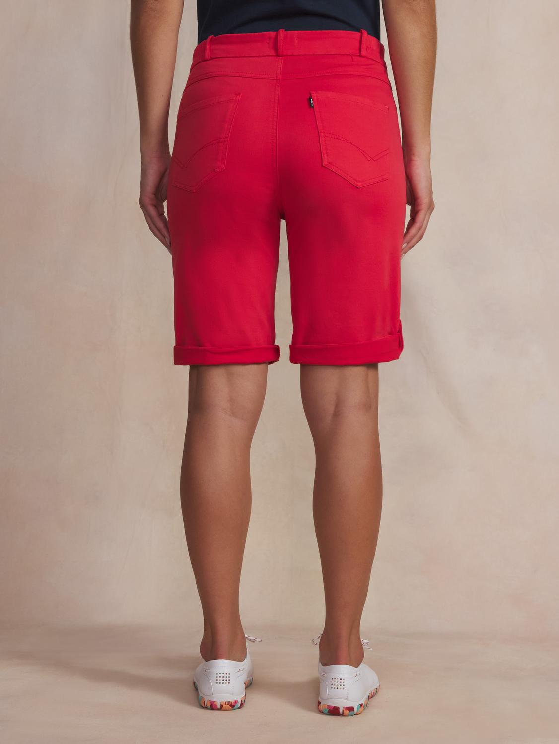 Bermuda Femme Ceinture Semi-élastiquée Rouge SINTAMID