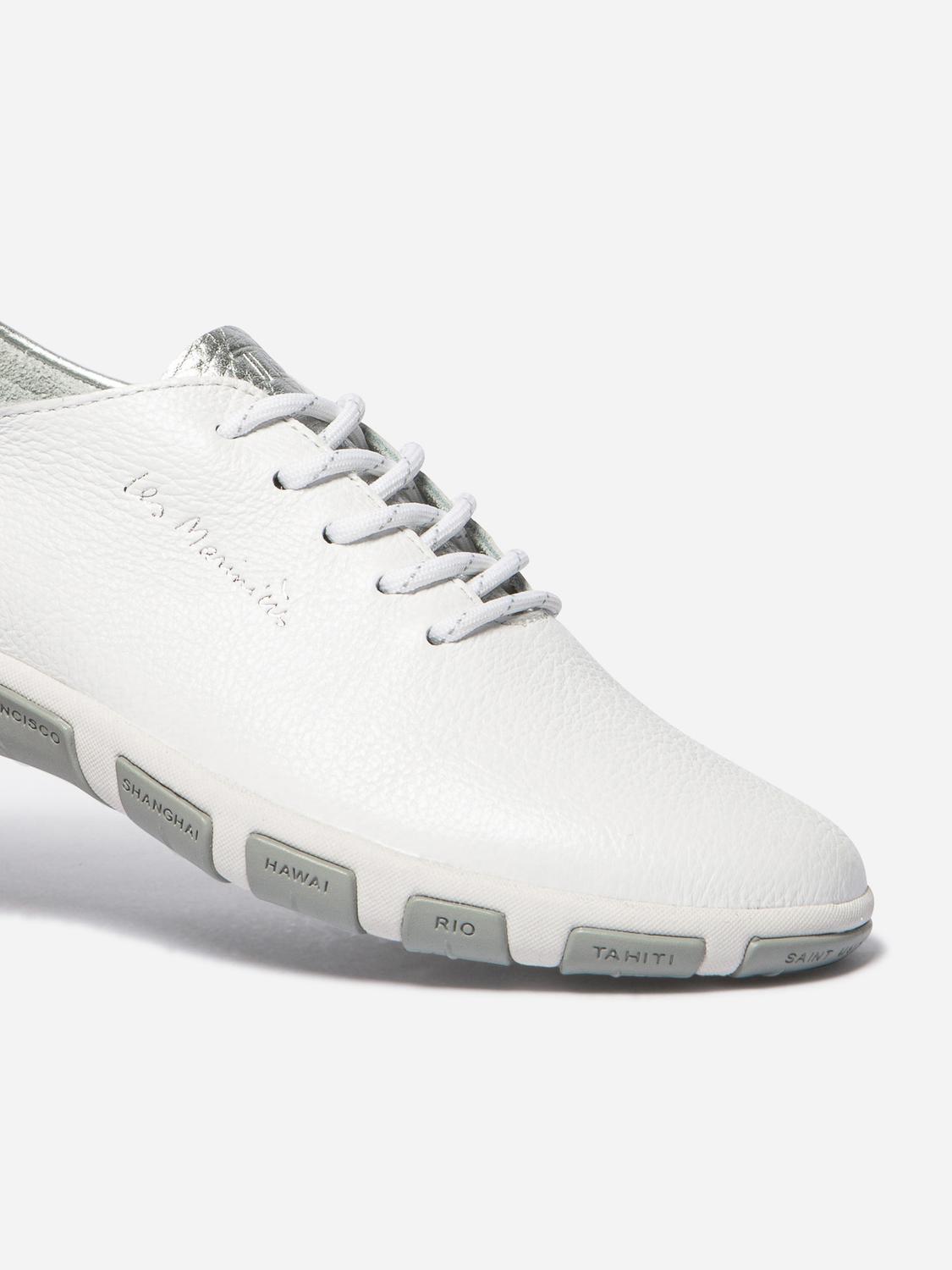 Women's leather sneakers Extra White and Silver JAZARU
