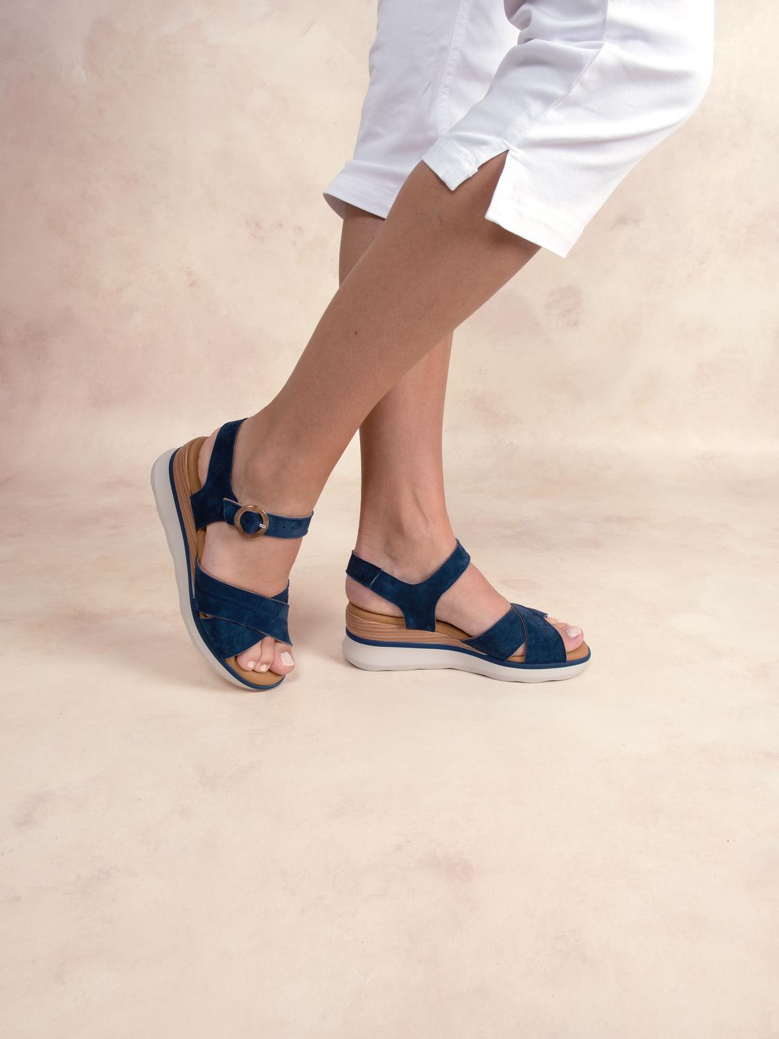 Sandales compensées femme marine HOULEMA