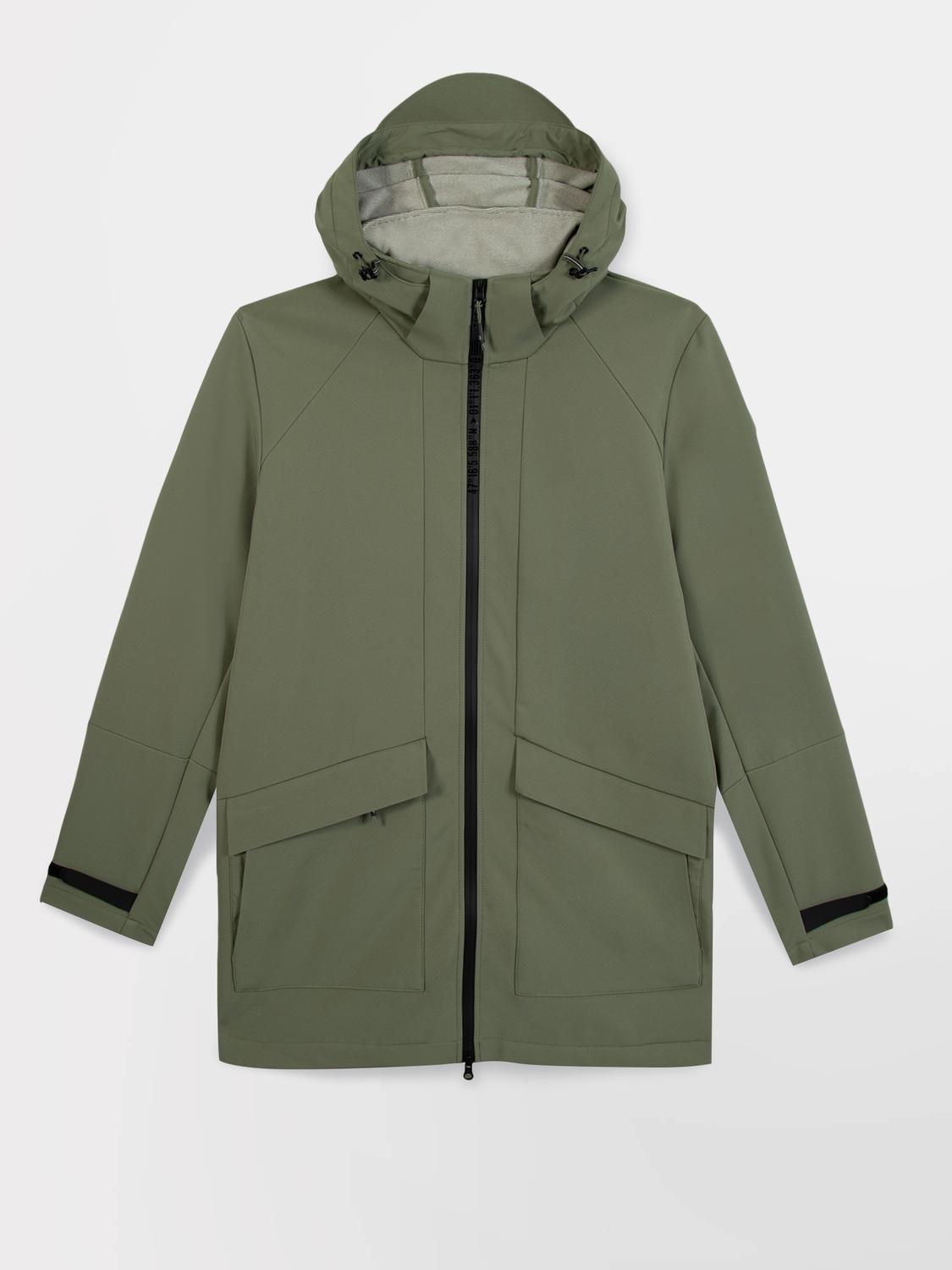 Manteau Long Homme Déperlant Vert HELNYLON