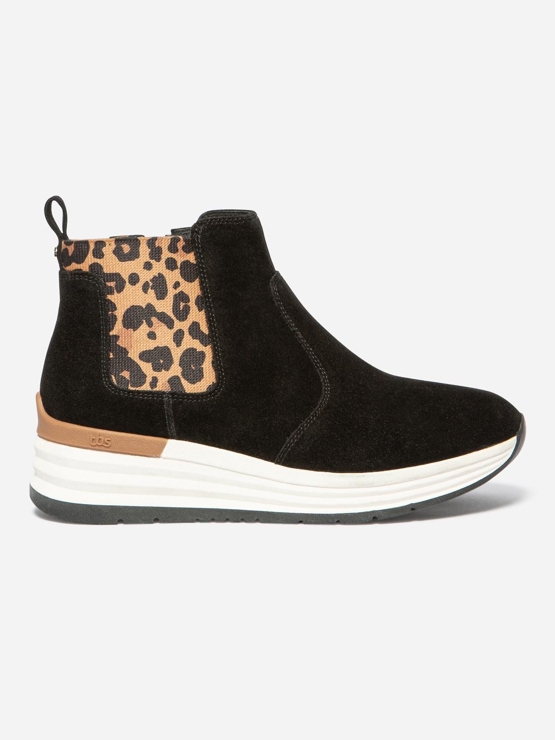 Boots Femme Semelle Sport Cuir Noir Leopard TEMARIE Boots Femme Semelle Sport Cuir Noir Leopard TEMARIE