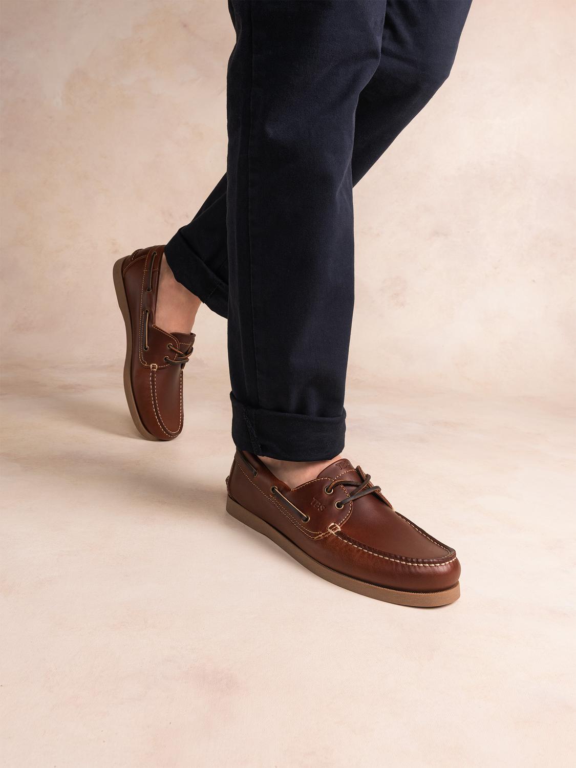 Chaussures Bateau Homme Cuir Acajou