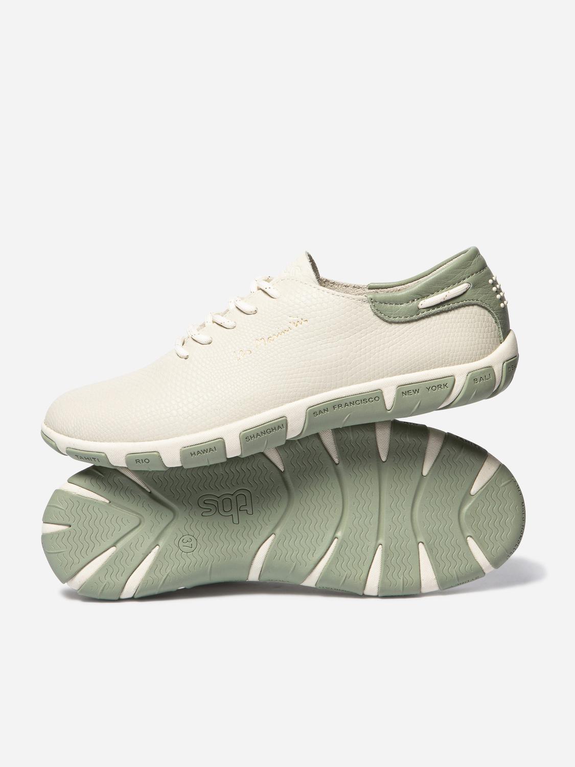 Tennis en toile femme python blanc et argile JAZARU