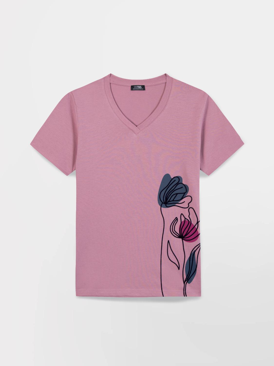 Tee Shirt Pivoine Manches Courtes Rouge MELBATEE Tee Shirt Pivoine Manches Courtes Rouge MELBATEE
