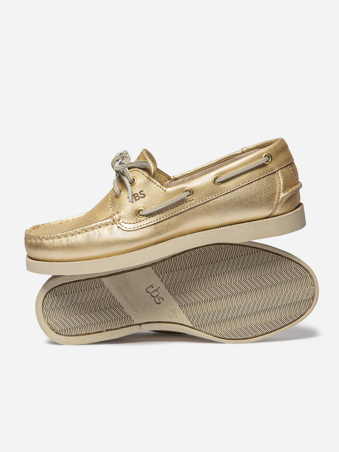 Chaussures bateau femme or PHENISE