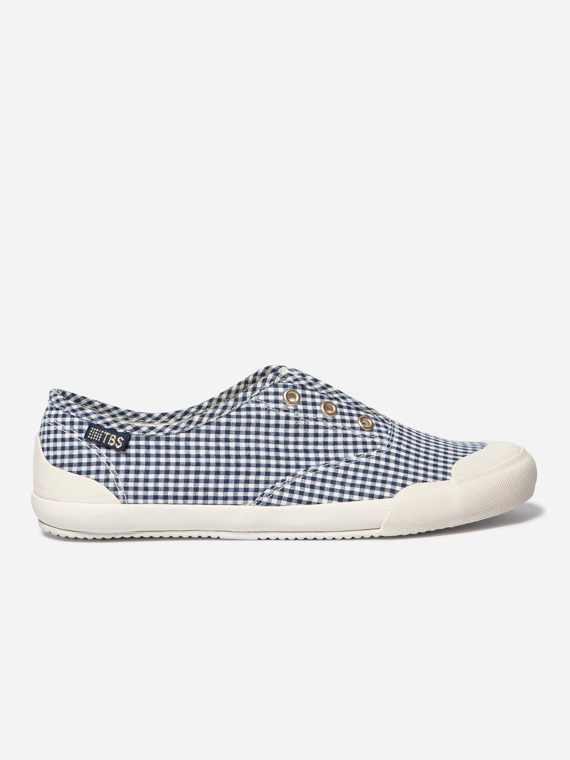 Women's canvas sneakers Gingham Navy OPALINE
