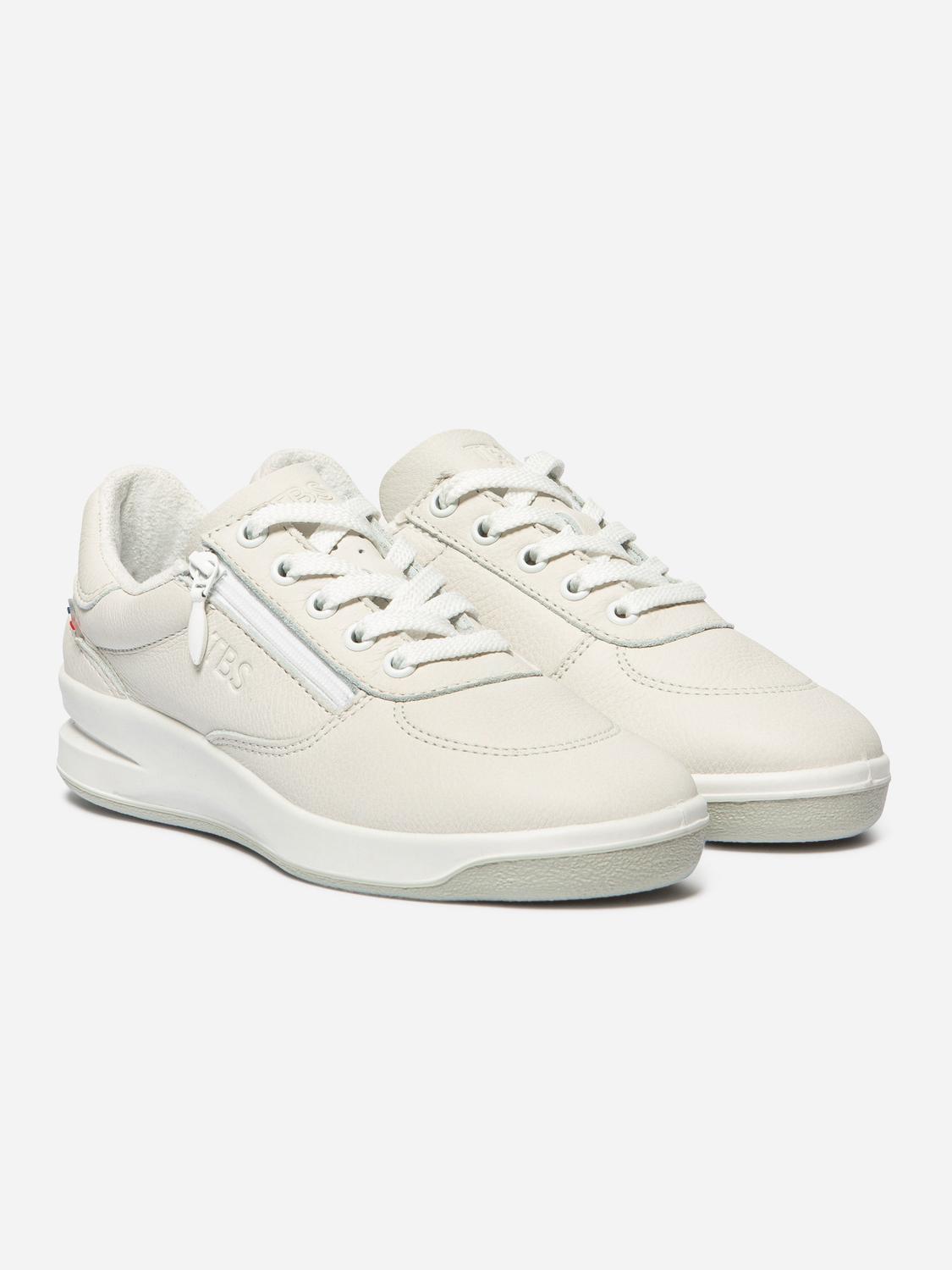 Baskets Cuir Femme Zip Blanc
