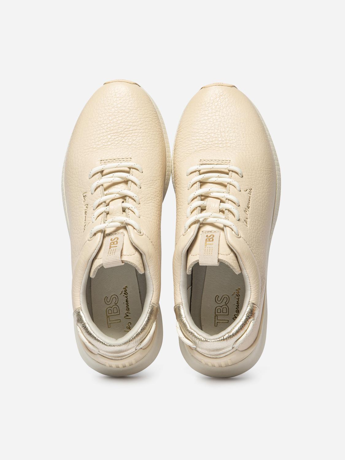 Baskets Femme Confort Cuir Beige