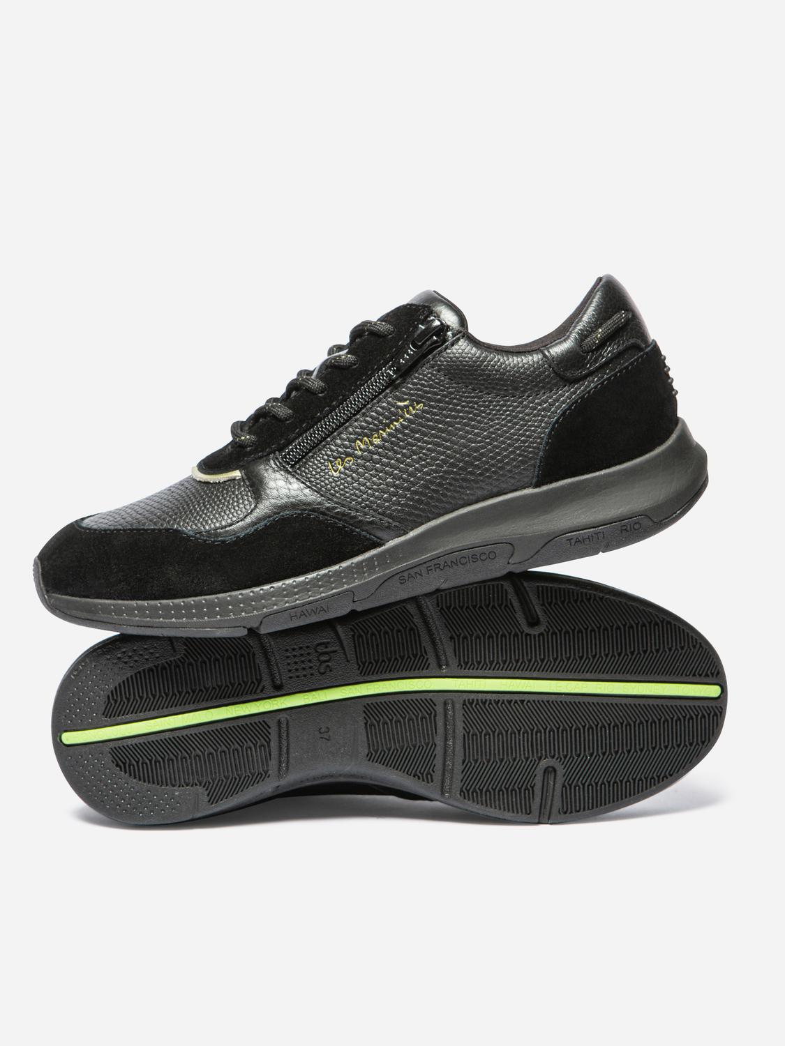Running Femme Doublée Textile Cuir Python Noir JAZAZIP