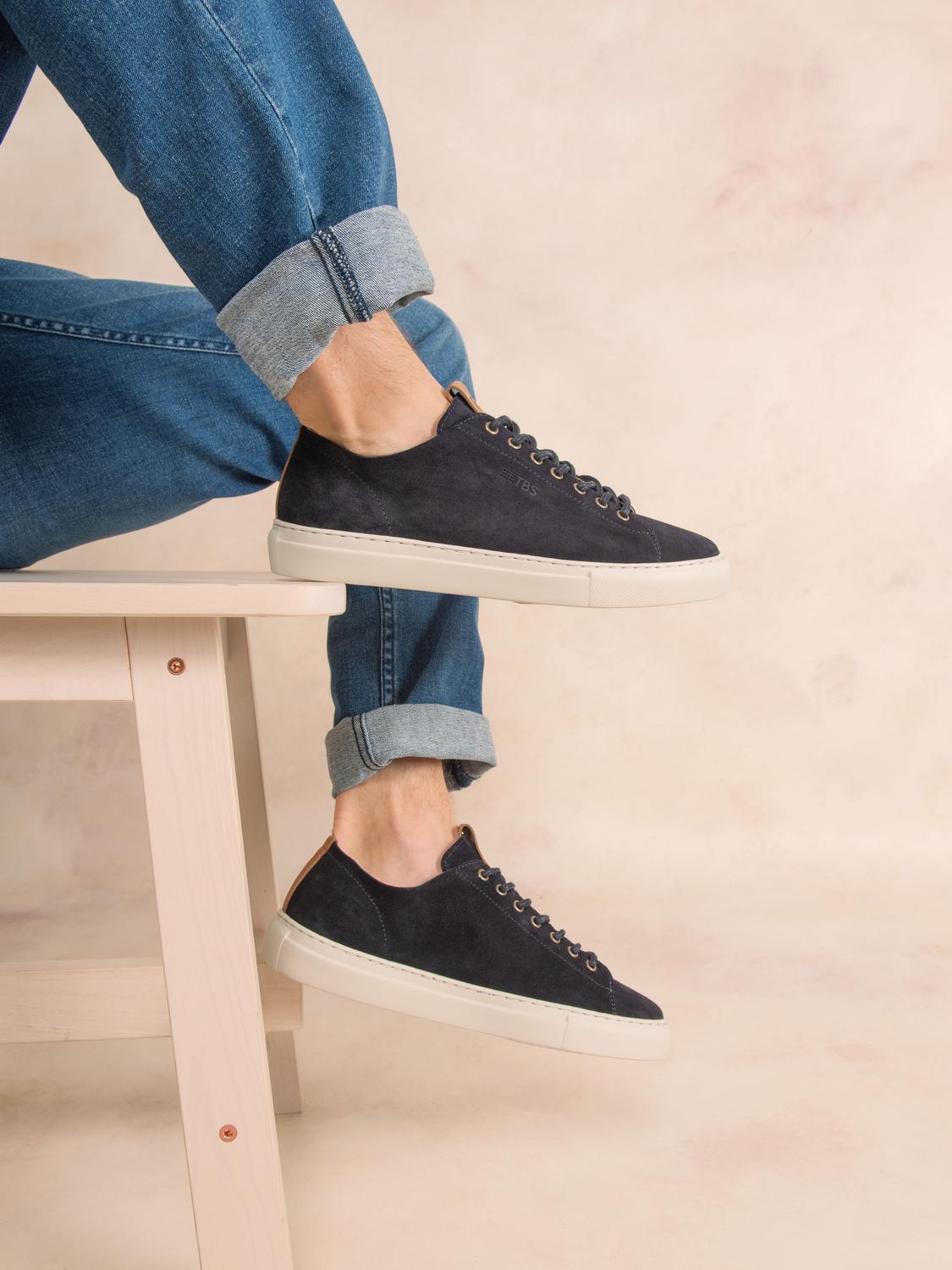 Tennis en cuir homme navy ALBERIC