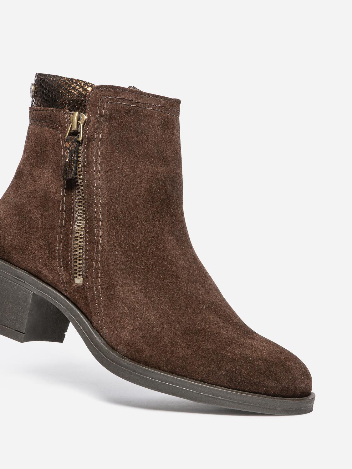 Boots Zippées Femme Cuir Chocolat WASSILA
