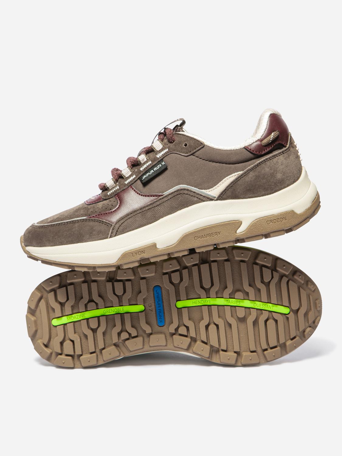 Running Femme Doublée Textile Cuir Chocolat JAZONNE