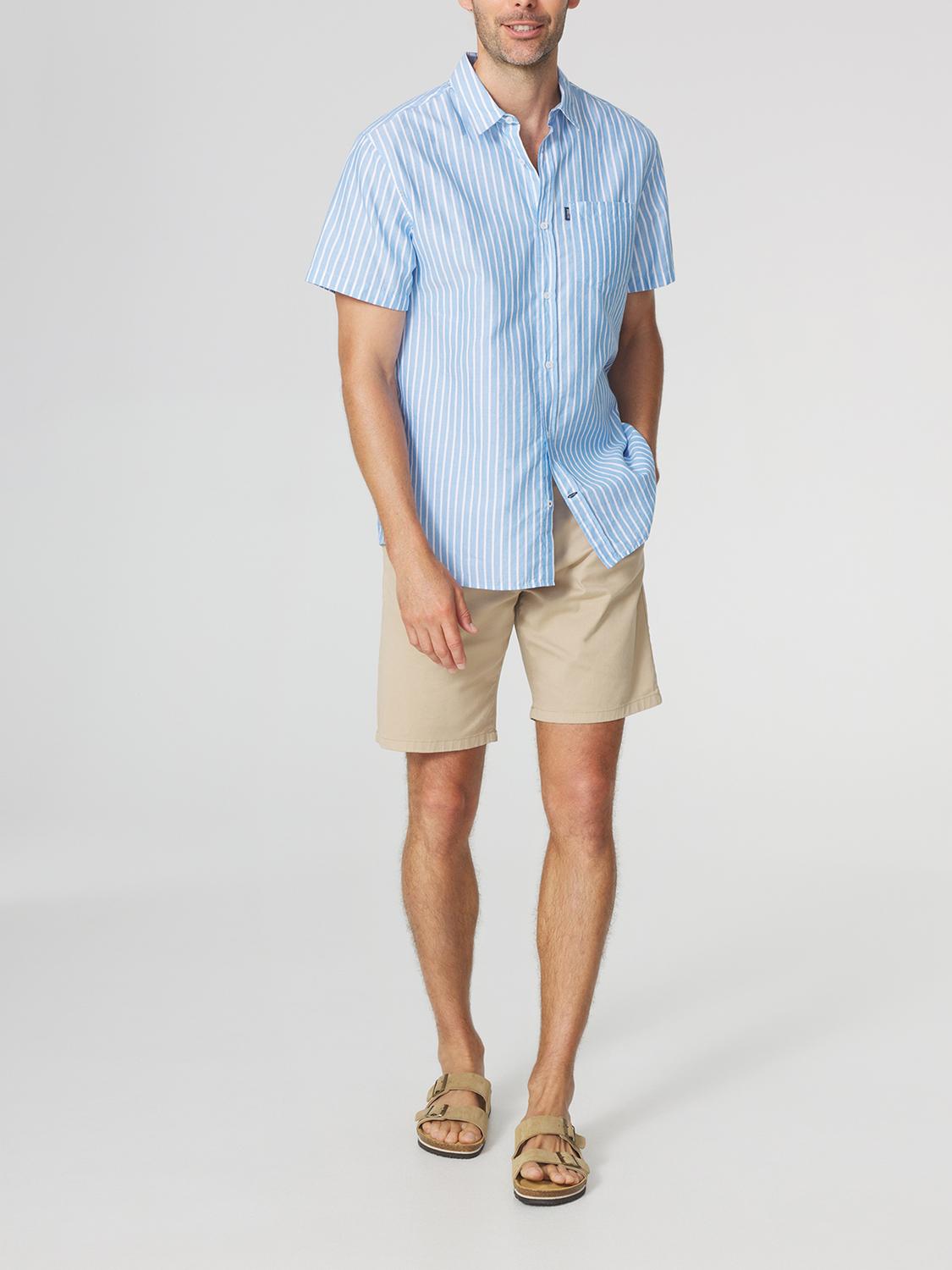 Chemise Homme Coupe Confort Rayures Bleu et Blanc YOHANCHA