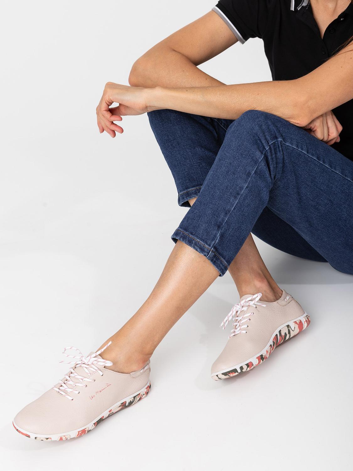 Tennis Femme Confort Cuir Rose Semelle Multico Tennis Femme Confort Cuir Rose Semelle Multico