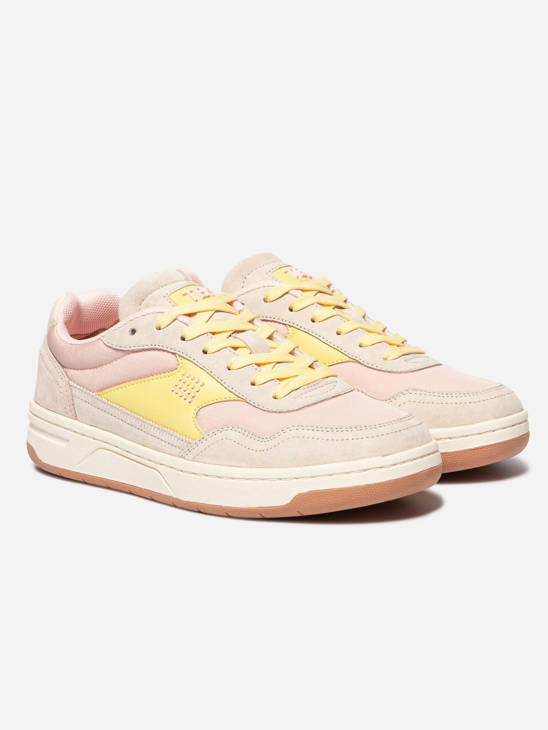 Tennis en toile femme beige et jaune ALMERIA