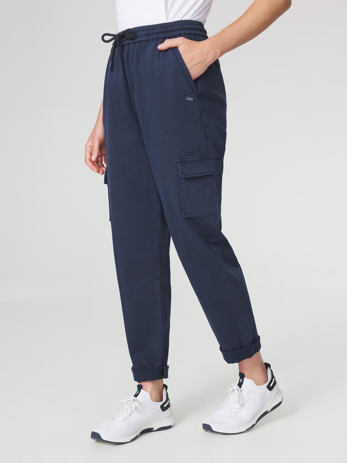 Pantalon Femme Cordon de ressérrage Taille élastiquée Marine IMMAEJOG