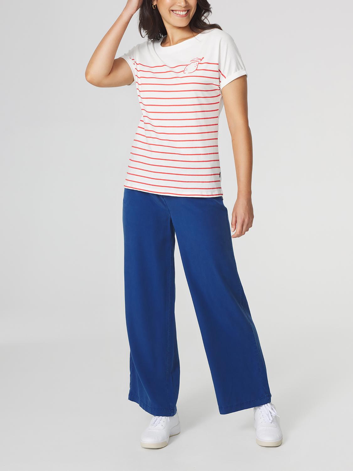 T-shirt Femme Jersey Rayures Blanc et Rouge RENETEE