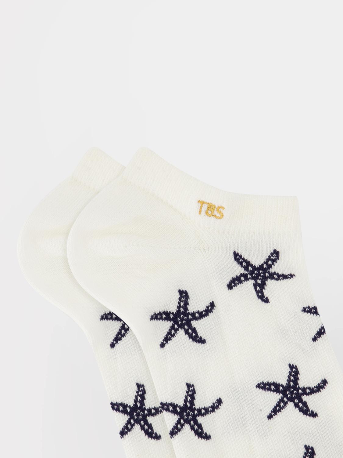 Chaussettes femme blanc et etoile marine LOWLUXY