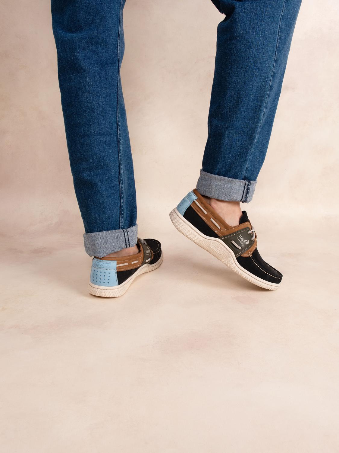 Chaussures bateau homme navy et tan GLOSAIL