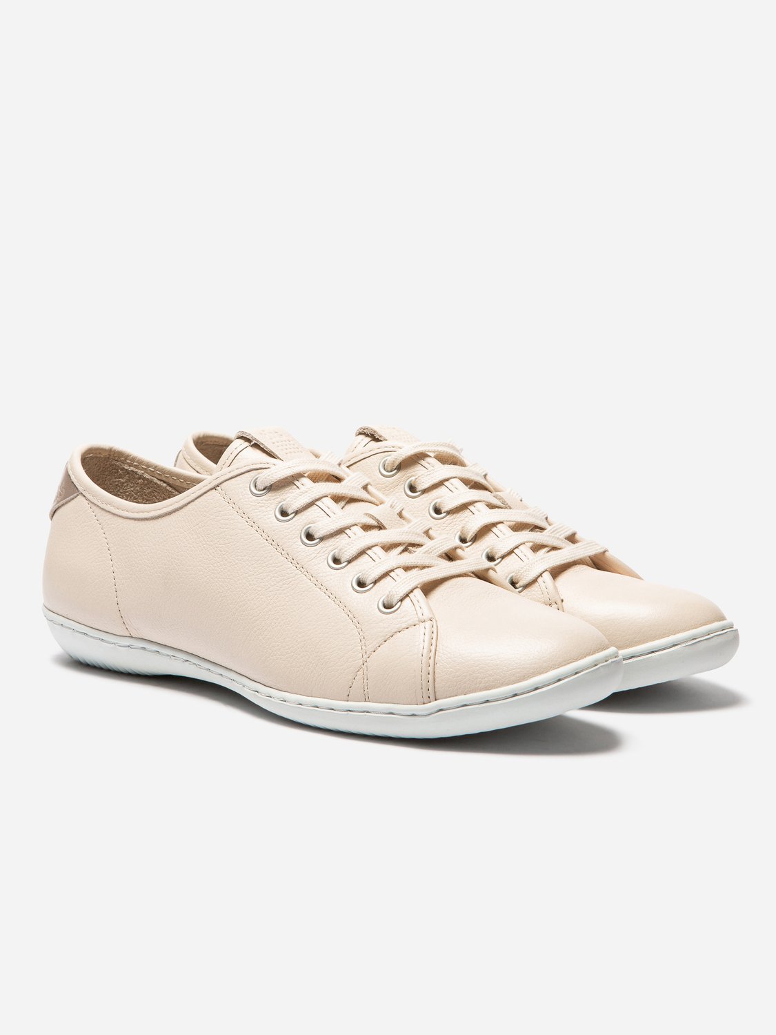 Tennis Femme Confort Cuir Beige