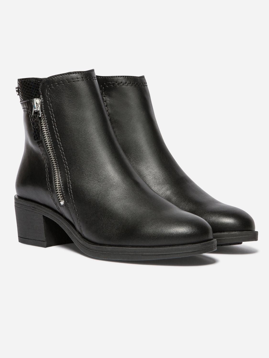 Boots Zippées Femme Cuir Noir WASSILA