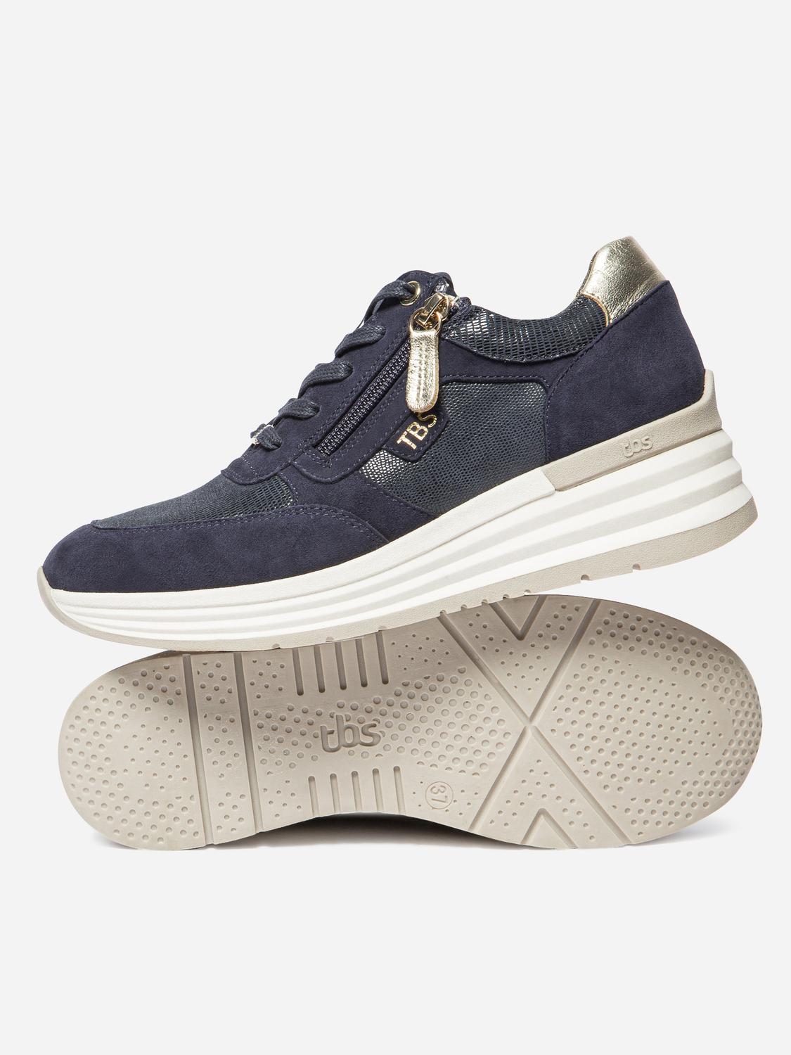Running Femme Doublée Cuir Marine et Or TYLAZIP