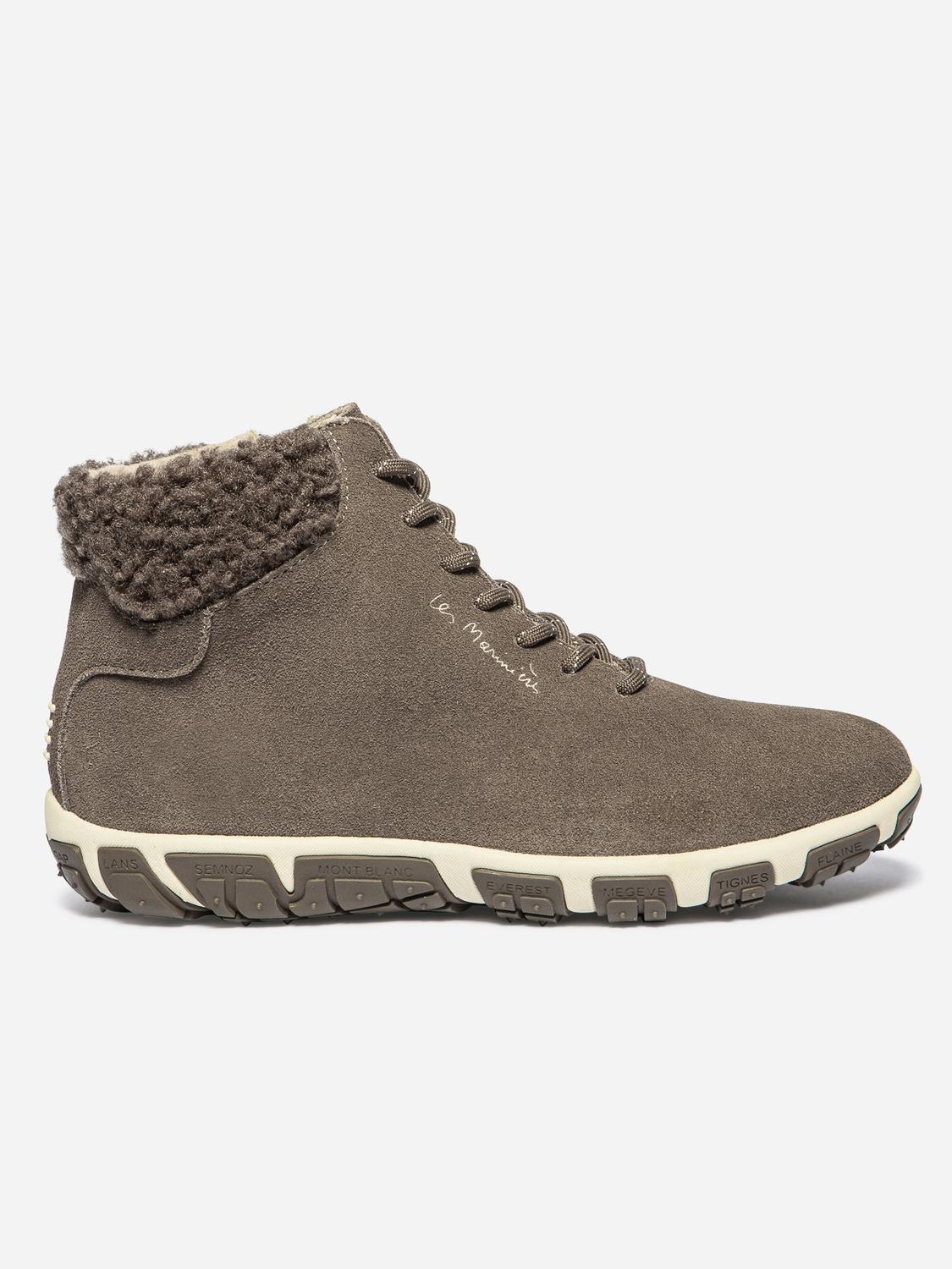 Bottines Femme Doublée Textile Cuir Taupe JANISSA
