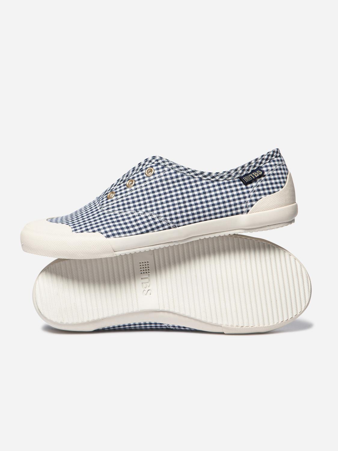 Women's canvas sneakers Gingham Navy OPALINE
