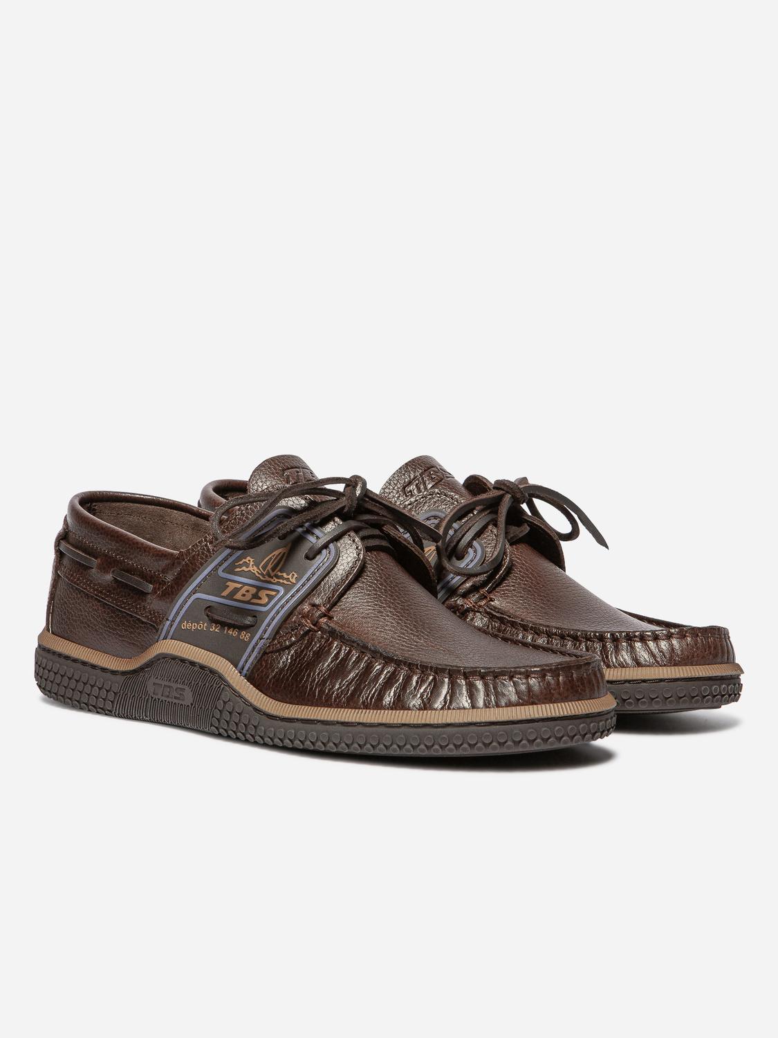 Chaussures Bateaux Homme Cuir Brun et Azur GLOBEK