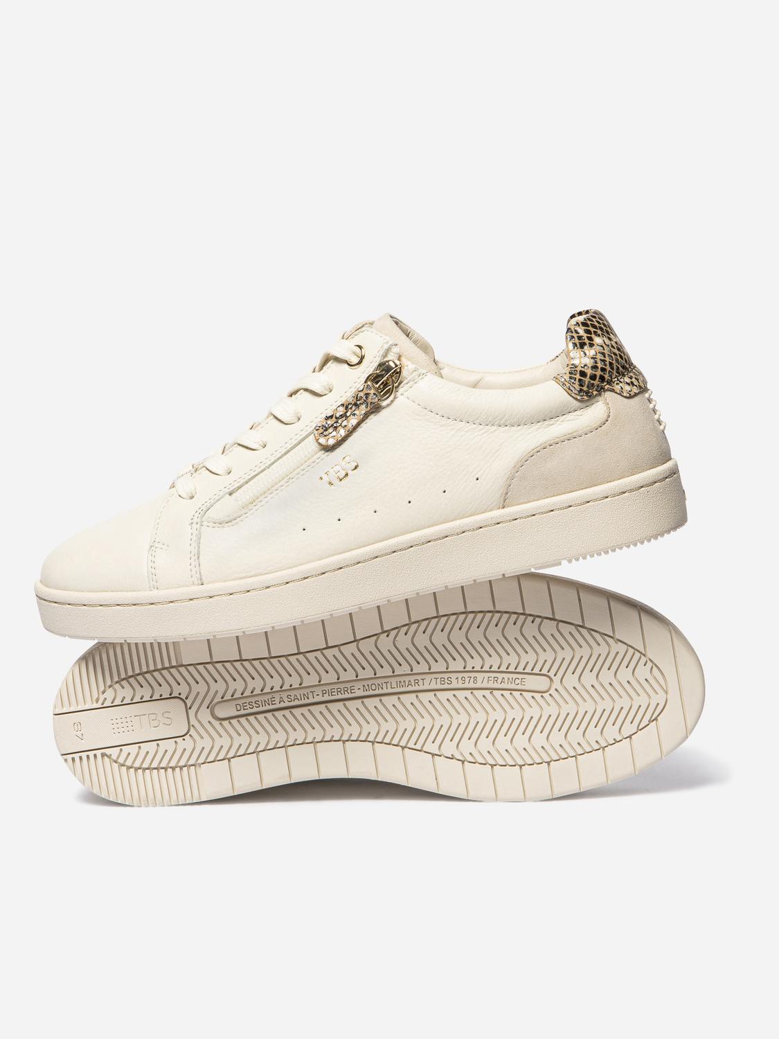 Tennis en toile femme off-white et python VINISIA