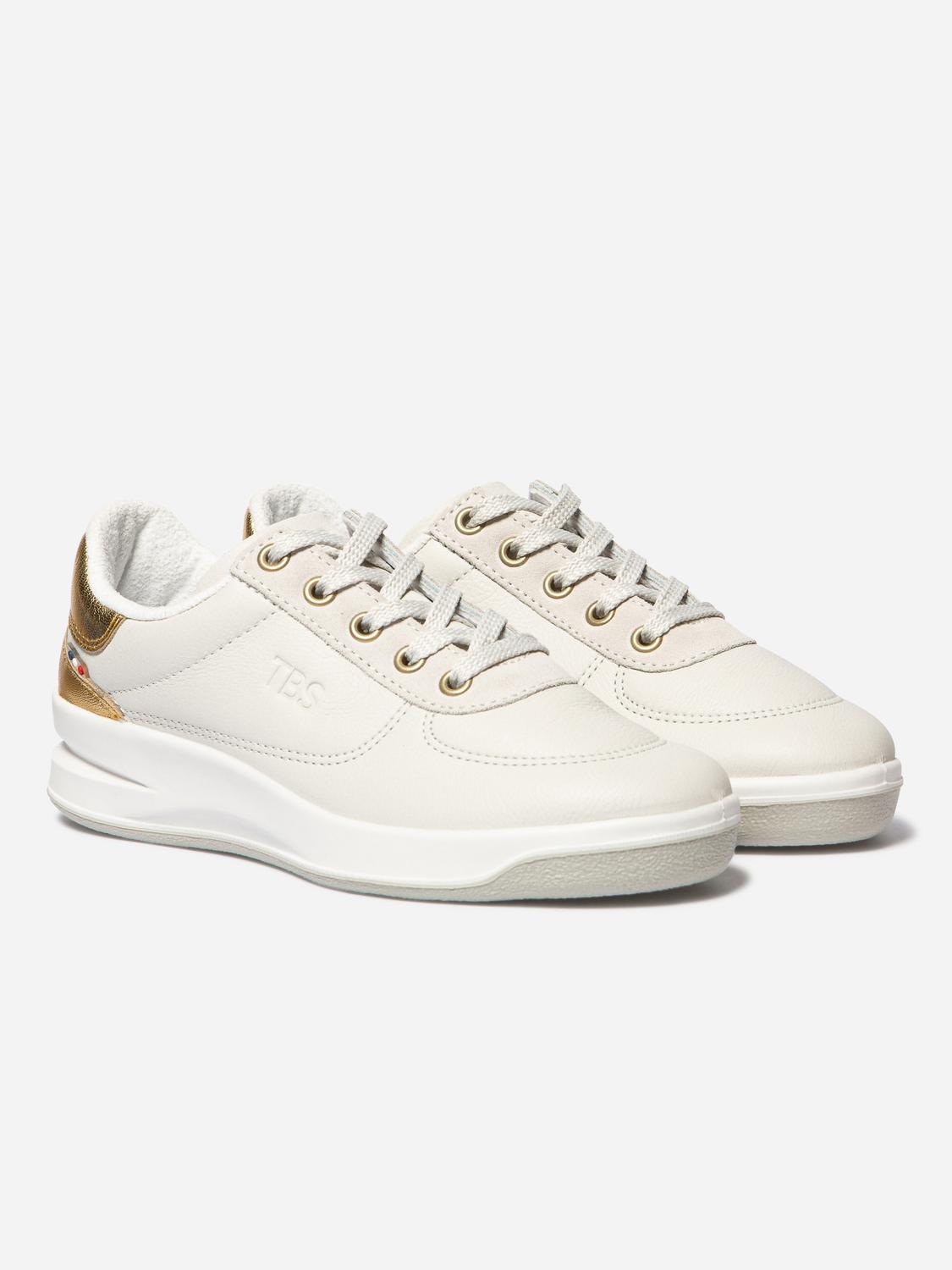 Tennis en cuir femme blanc et or BRANDIE