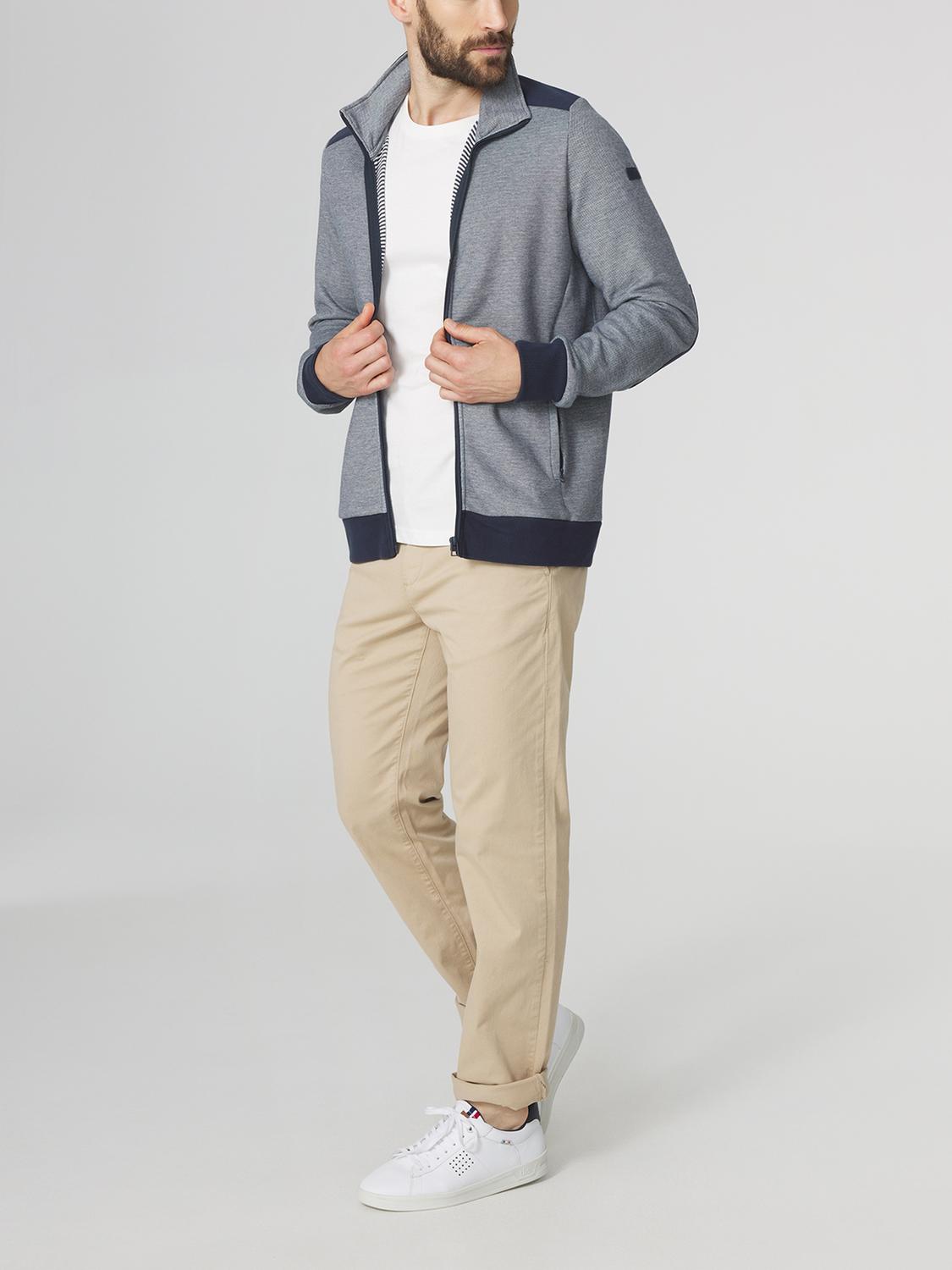 Sweat Homme Fermeture Zippée Col Montant Gris et Marine CAIROGIL