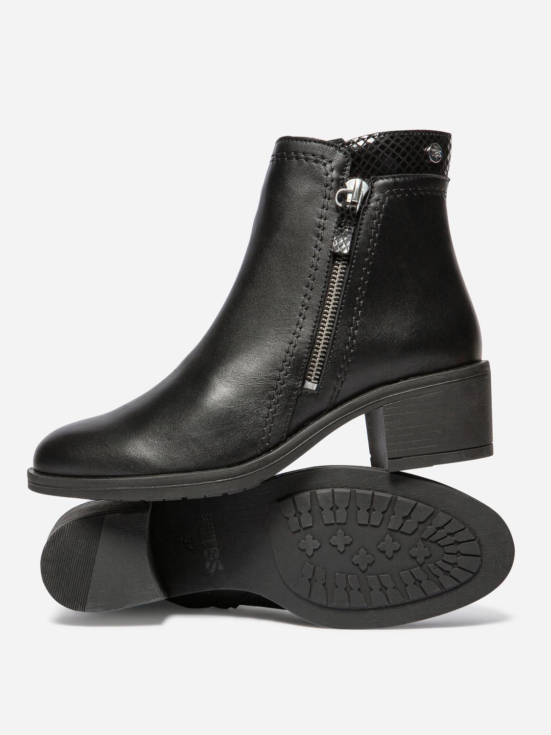 Boots Zippées Femme Cuir Noir WASSILA