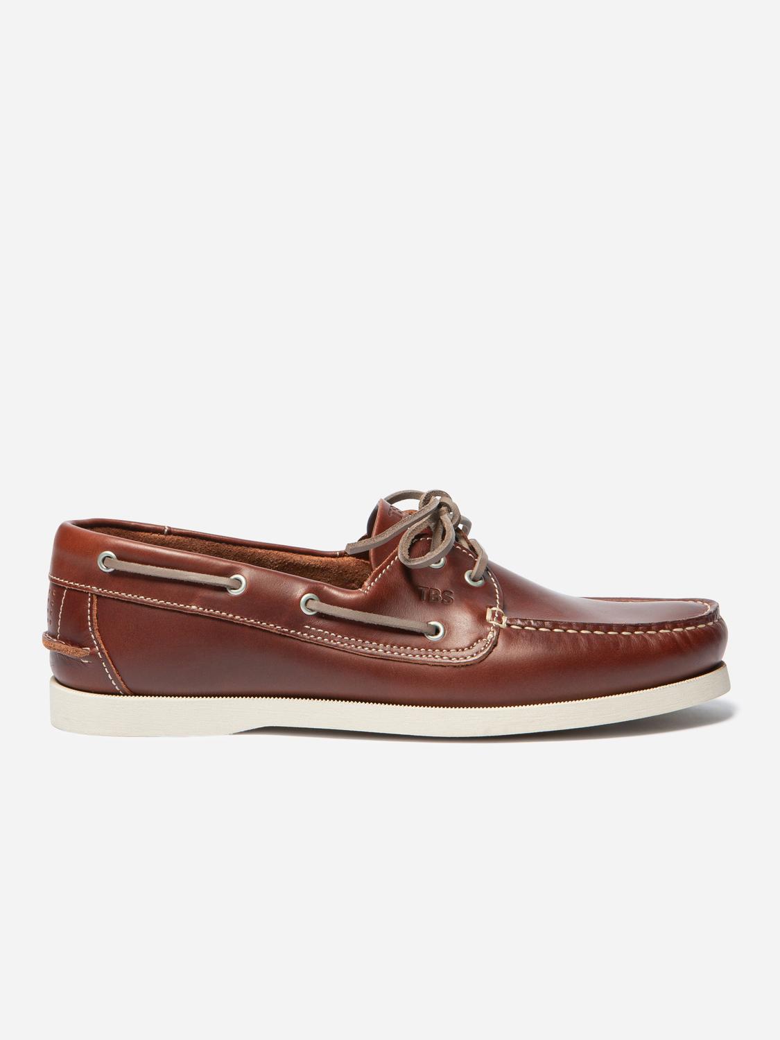 Boat Shoes Men Leather Mahogany