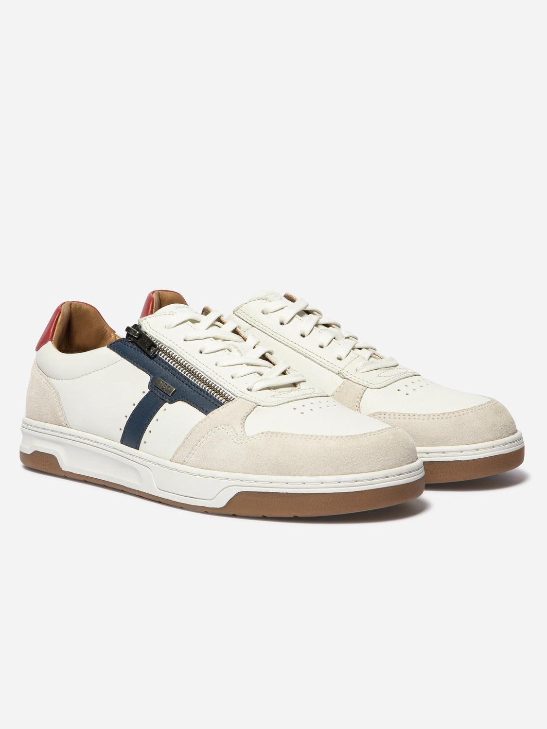 Tennis en toile homme blanc et navy et rouge THEOZIP