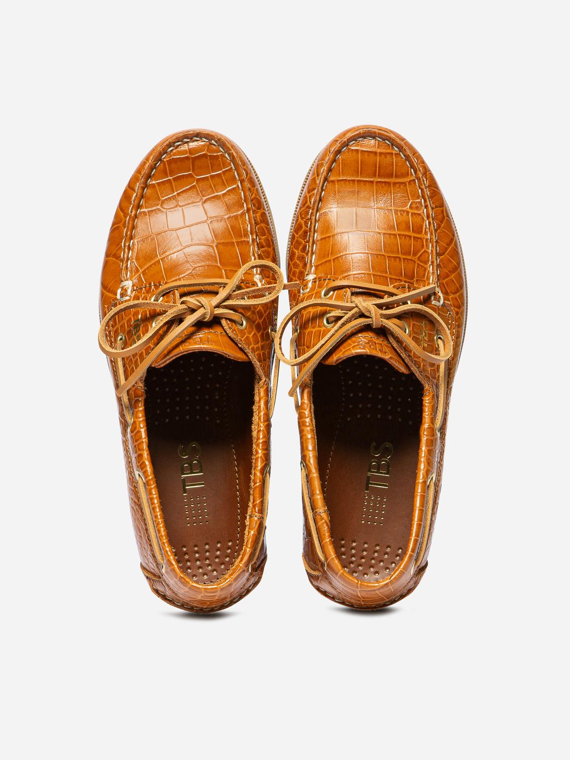 Chaussure Bateau Femme Cuir Cognac PHENISE