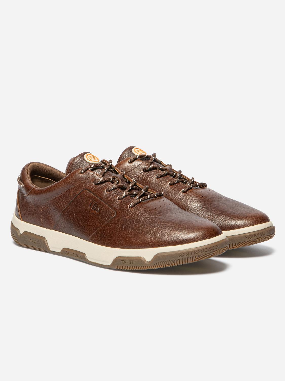Baskets Homme Confort Cuir Marron GEDEONE
