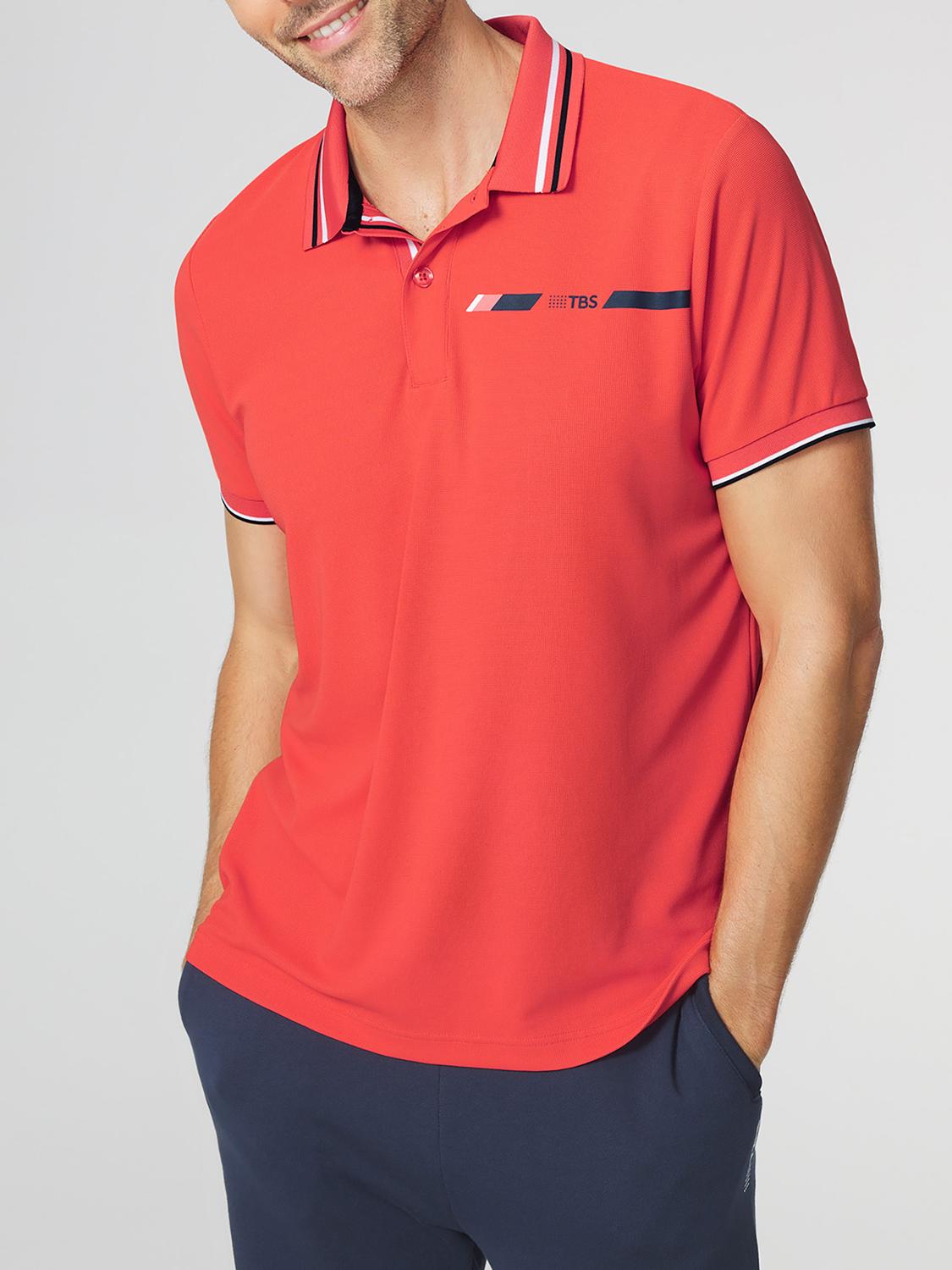 Polo Homme Coupe Ajustée Maille Fantaisie Rouge SELIMPOL