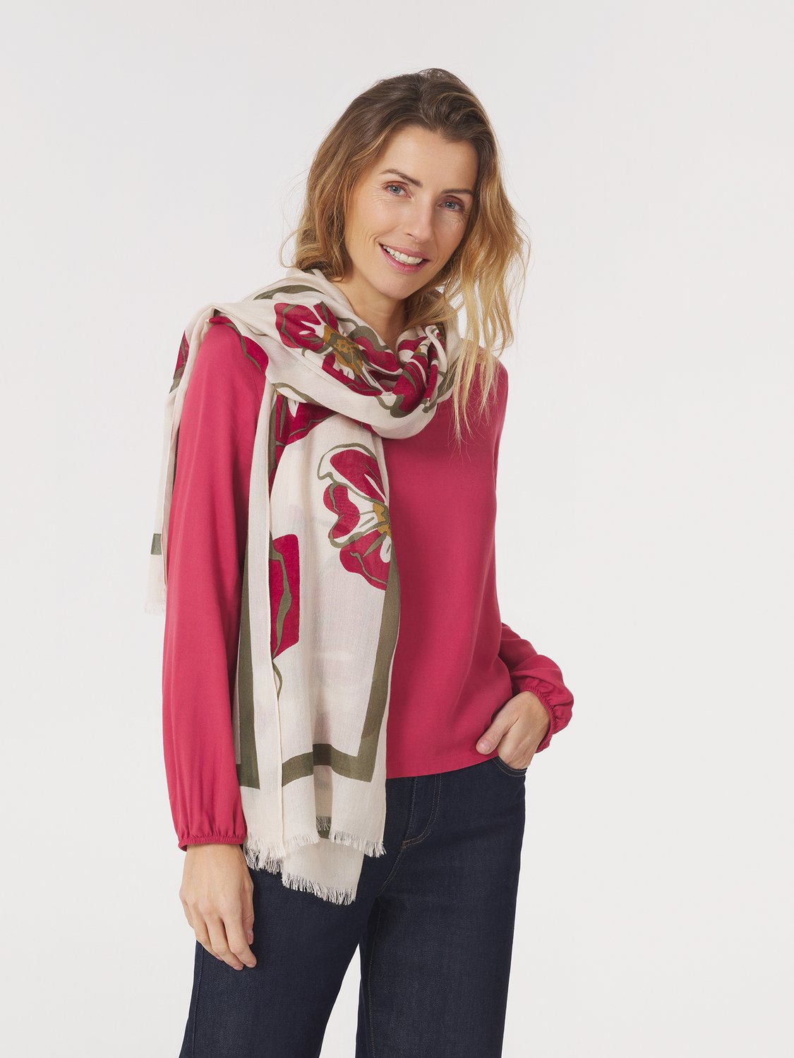 Foulard Femme Doux & Chaud Beige et Rouge CLEOFOU