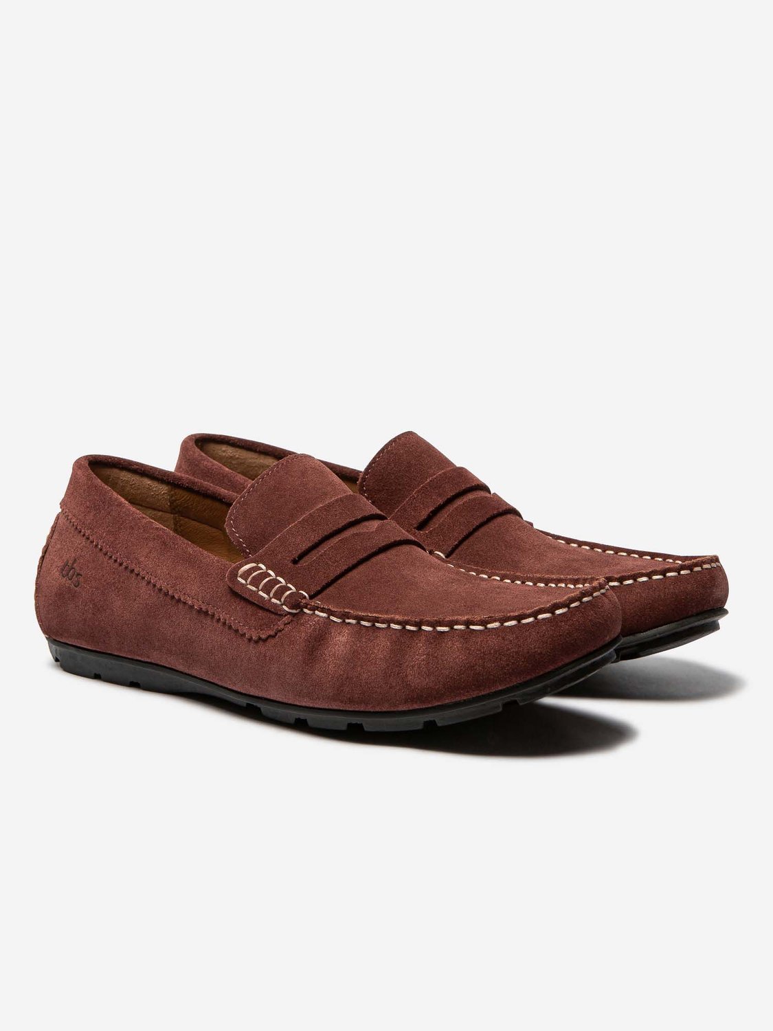 Mocassins Homme Confort Cuir Velours Bordeaux