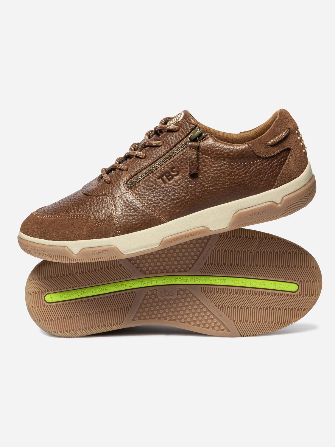 Tennis Homme Doublée Textile Cuir Tabac GEDEZIP