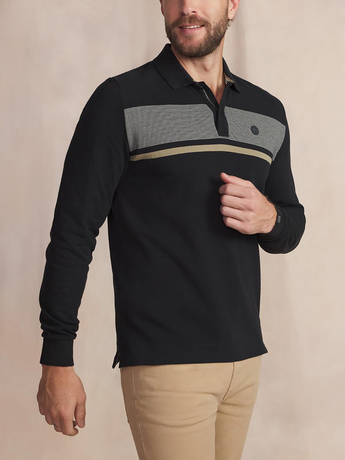 Polo Homme Coton Epais Manches Longues Noir KABYEPOL