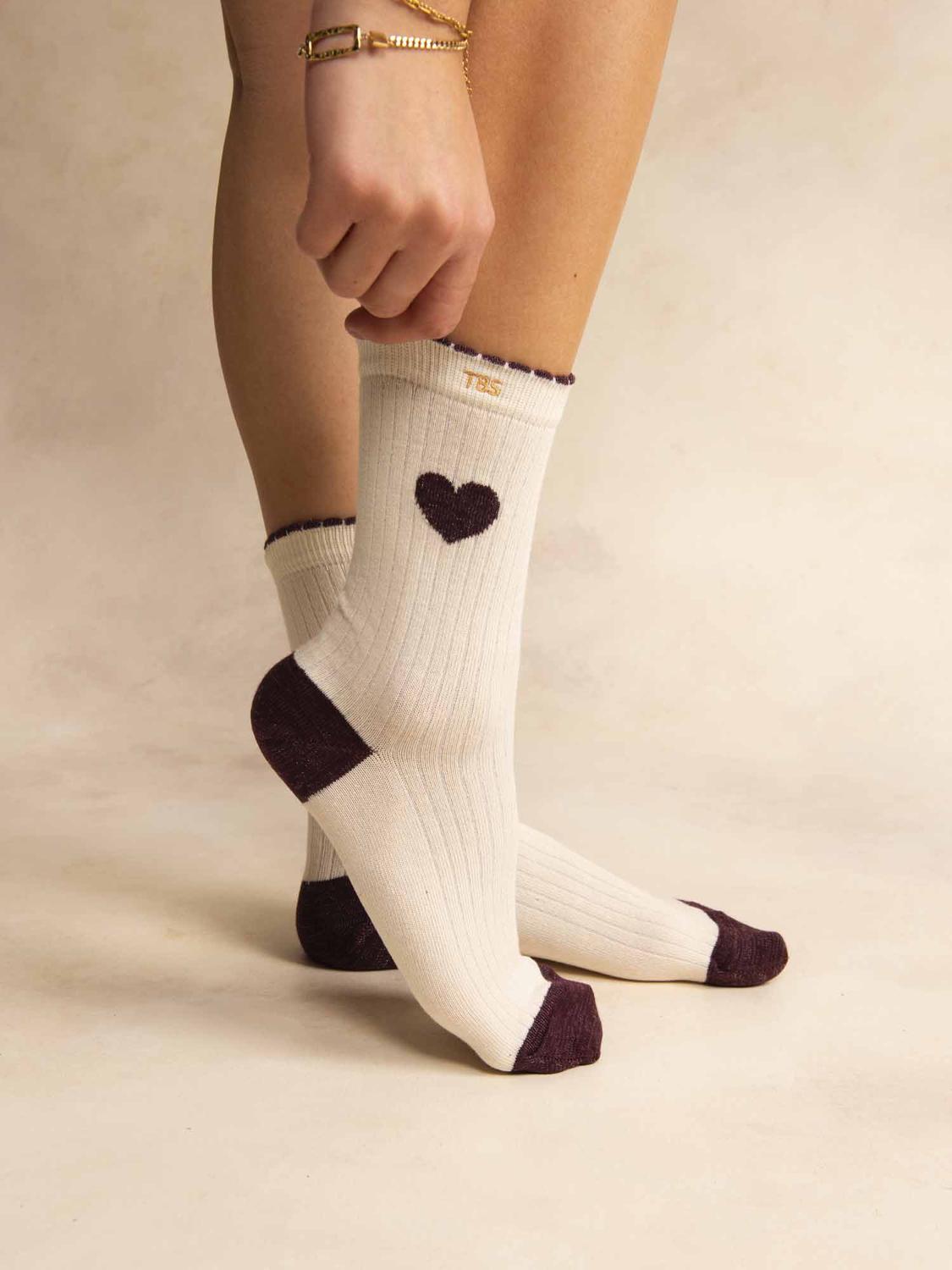 Chaussette Femme Textile Craie et Coeur LOVYSOC