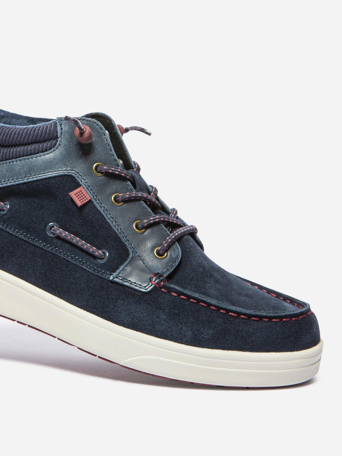 Bottines Homme Doublée Textile Cuir Navy et Synagot GEOMIDE