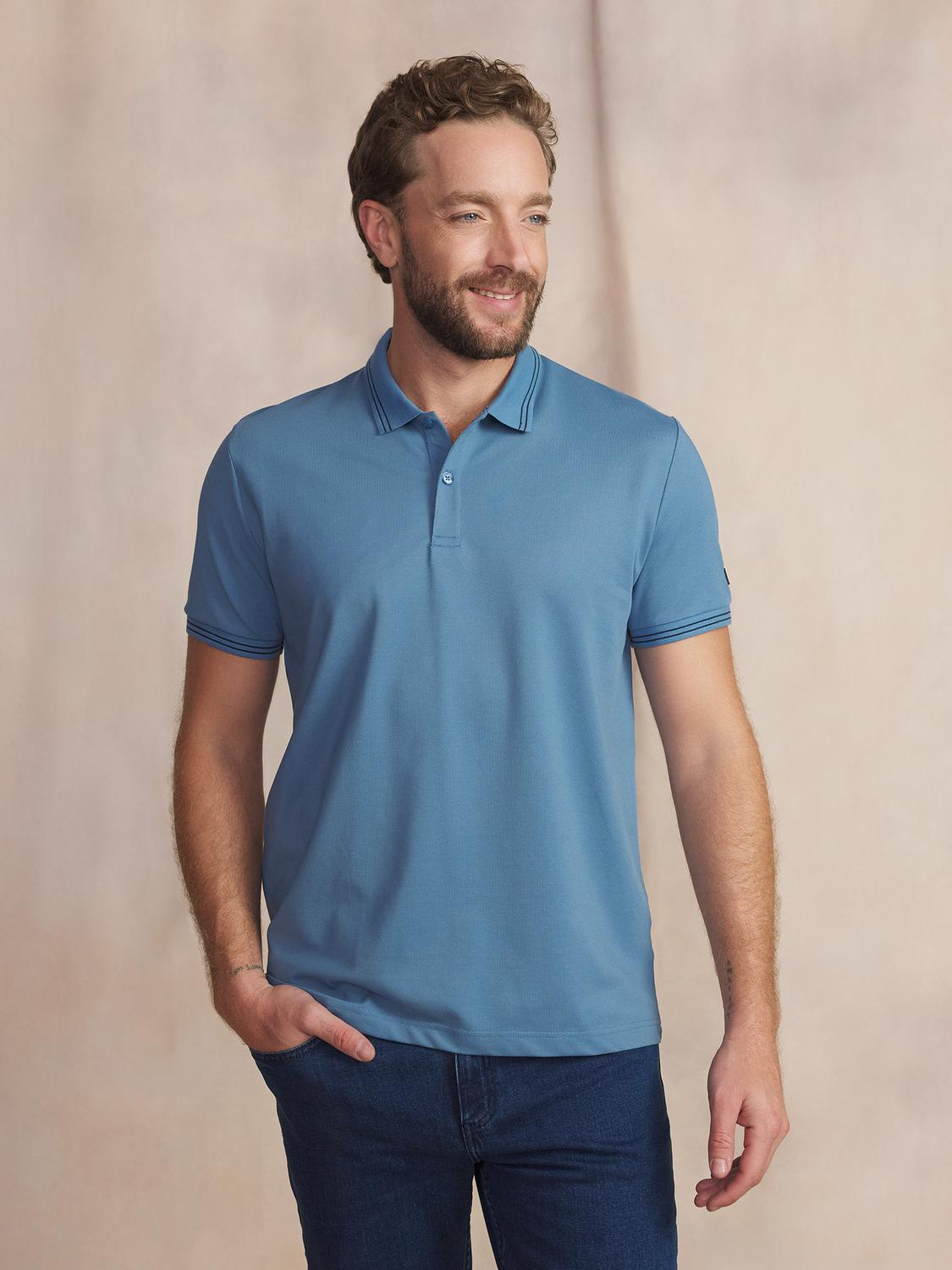 Polo Homme Manches Courtes Bleu ATTONPOL Polo Homme Manches Courtes Bleu ATTONPOL